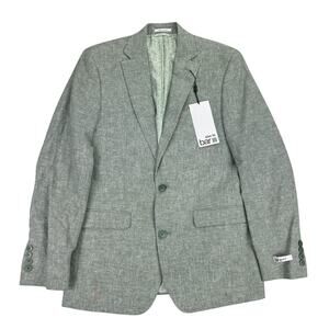 Bar III Mens Slim Fit Linen Cotton Solid Suit Jacket Green 36R